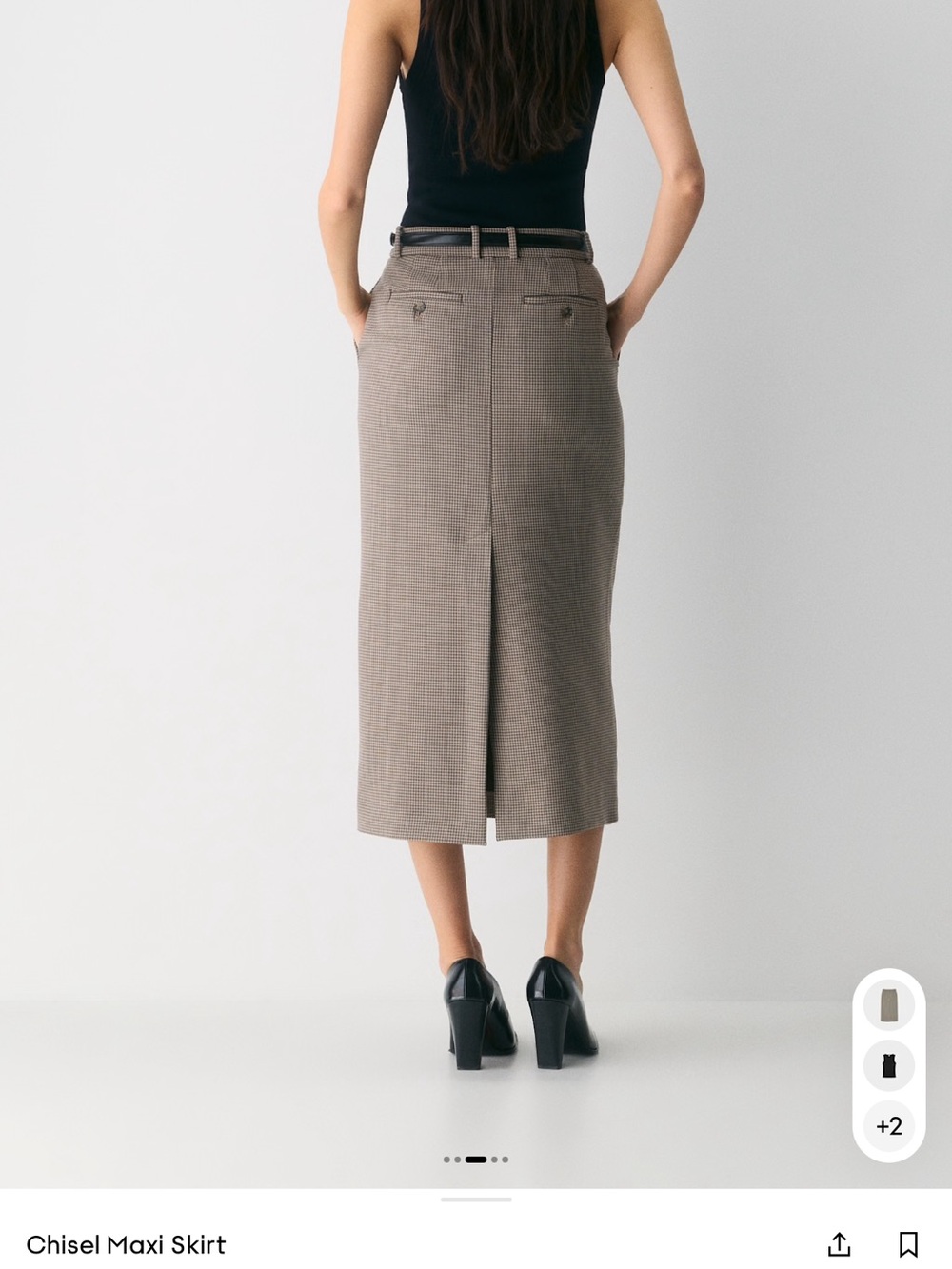 NWT Aritzia Chisel Maxi Skirt by Babaton, Grey Check, Maxi Pencil Skirt, Size 6 - Picture 11 of 16